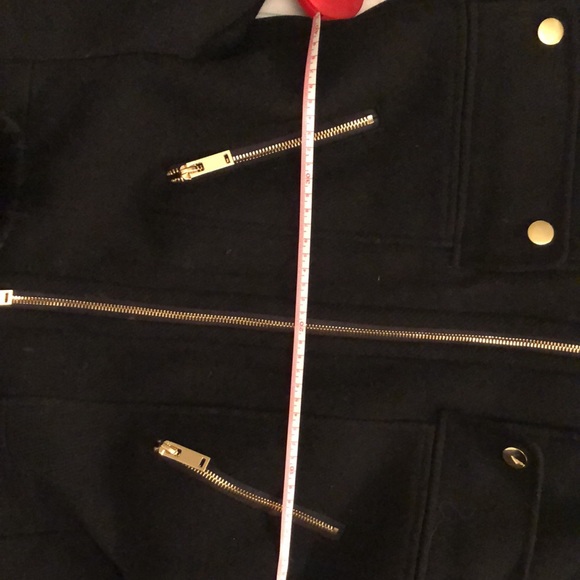 Black pea coat with hood and faux fur collar, that’s removable.like new - Picture 9 of 11